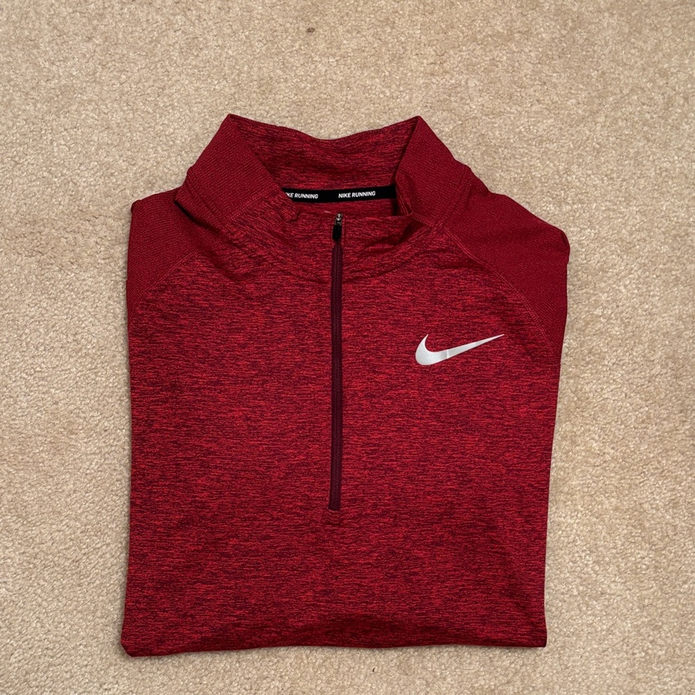Nike running 1/4 zip large maroonish red and black